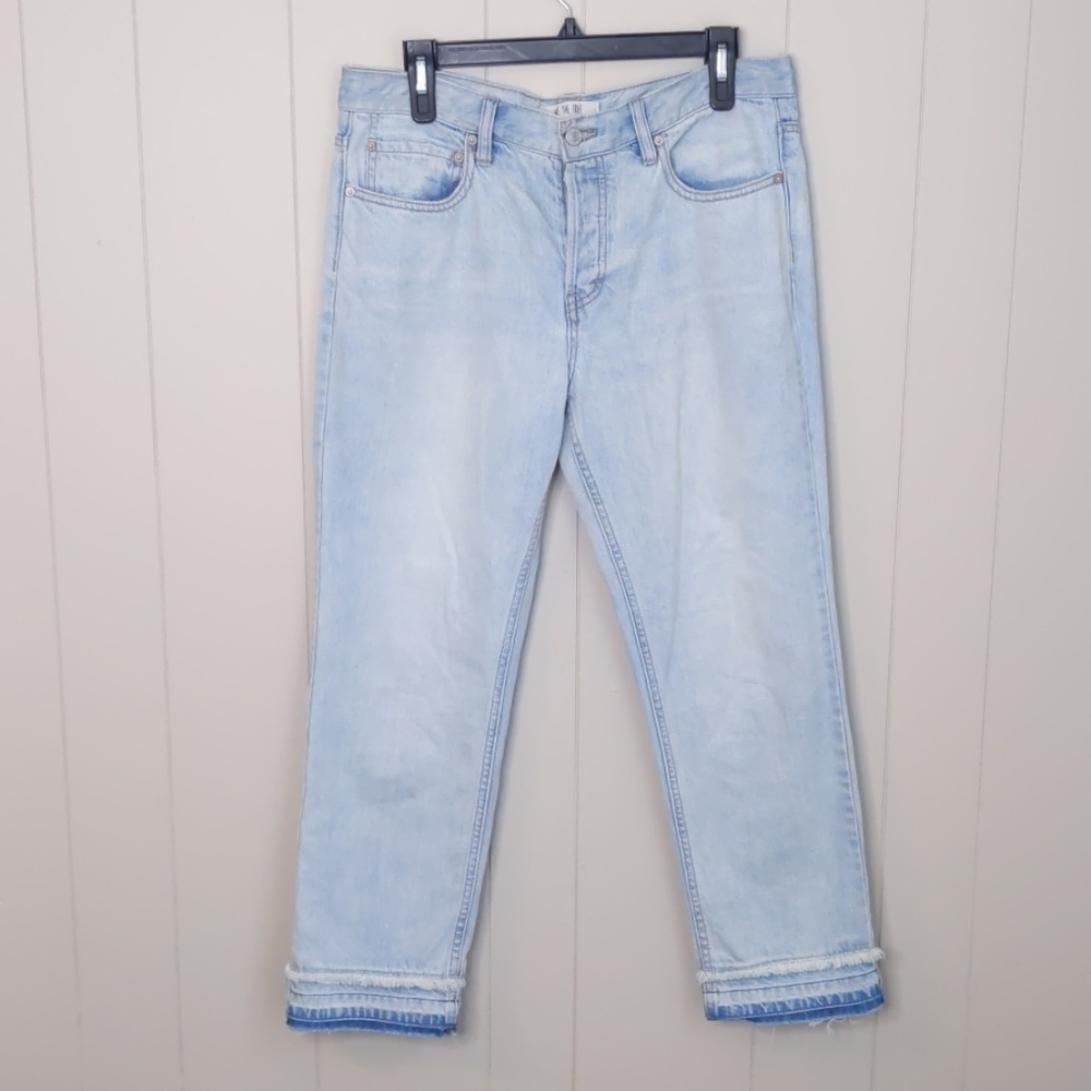 Free People Raw Hem Cropped Boyfriend Jeans